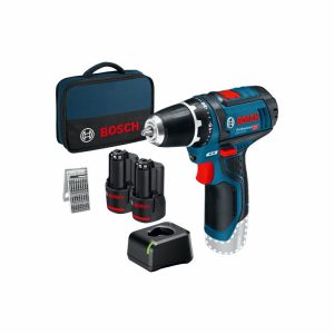Aparafusadora a Bateria com 2 Baterias, Carregador e Conjunto 25 Pontas – Modelo GSR 12V-15 – Bosch Profissional