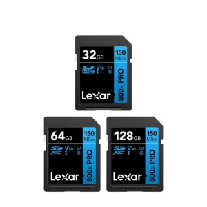 Cartão de Memória Lexar SD Pro 800x - 32GB/64GB/128GB - 150MB/s, UHS-I, C10/V10/V30