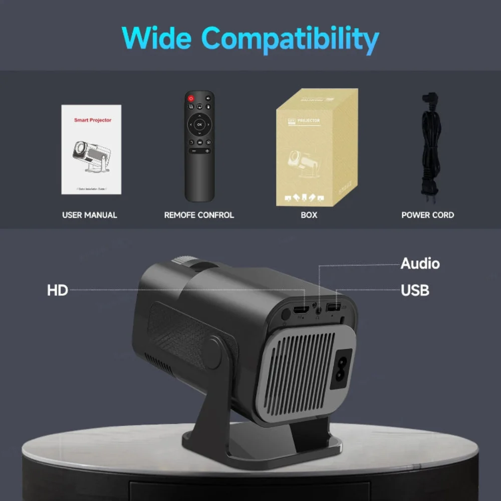 Projetor HY320 Mini 720P Android 11 4K - 300ANSI, WiFi6, BT5.0, 180° Rotativo, Cinema Portátil - Image 6