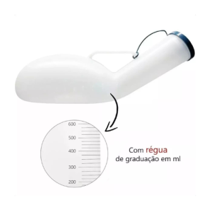 Papagaio hospitalar de plástico 1400ml com tampa – urinol masculino